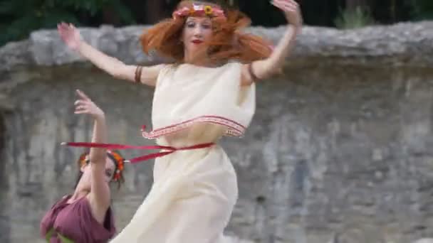 Roman Women Performing Ancient Erotic Dance Reenactment Back Time July Stock Video Roman Women Performing Ancient Erotic Dance Reenactment Back Time July Stock Video