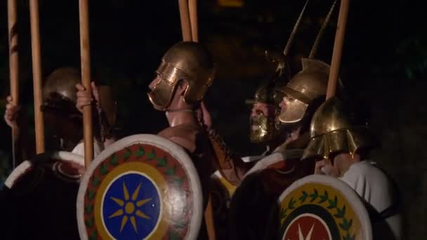 Greek Macedonian Phalanx Formation Close Up — Stock Video