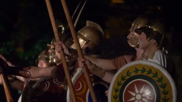 Greek Macedonian Phalanx Formation Close Up — Stock Video