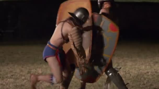 Római Gladiátor Thraex szemben a Thraex — Stock videók