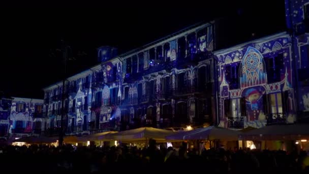 Christmas Como Piazza Duomo Night Crowd — Stock Video