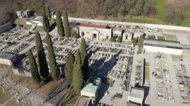 Cemetery Aerial View Sunny Winter — Stock Video