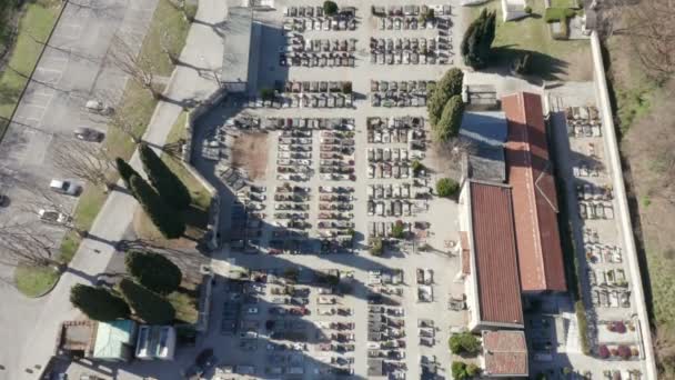 Cimetière Vue Aérienne Hiver Ensoleillé — Video