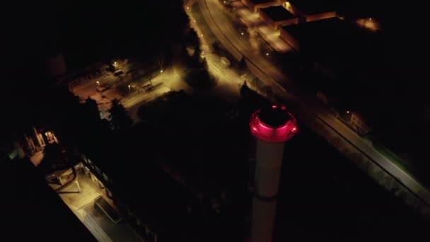 Vista aérea planta industrial noche — Vídeos de Stock