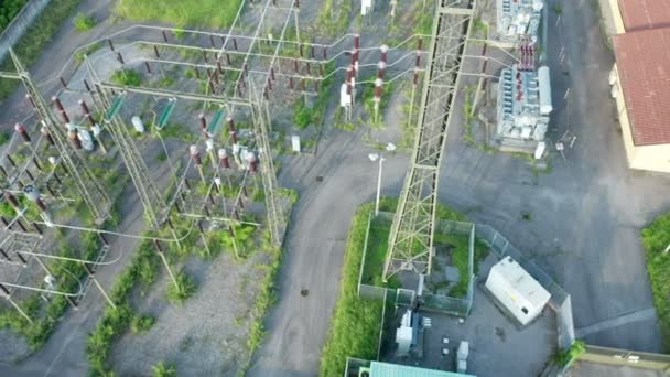 Estação de Distribuição Elétrica Vista Aérea — Vídeo de Stock