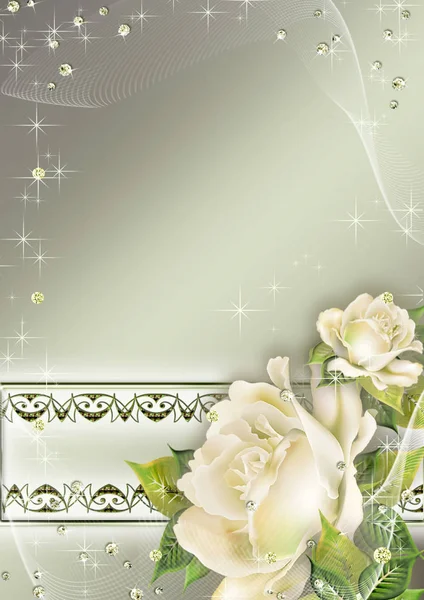 Invitación de boda en fondo abstracto con flores y espacio libre para su texto o foto . — Foto de Stock