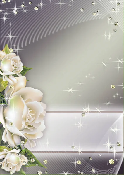 婚礼邀请，在鲜花和自由空间为您的文本或图片的抽象背景. — 图库照片