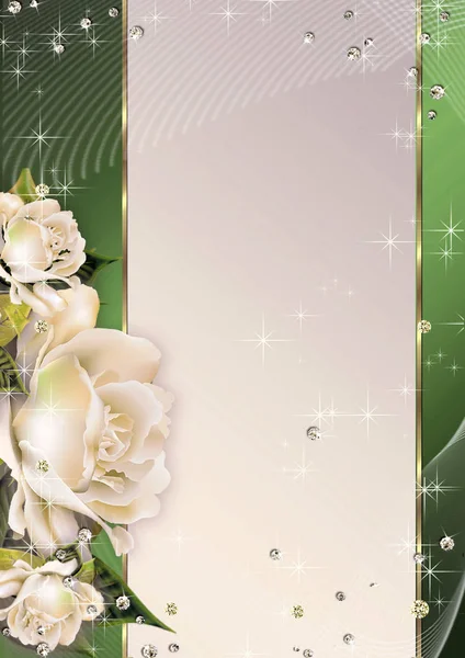 Bröllop inbjudan i abstrakt bakgrund med blommor och ledigt utrymme för din text eller foto. — Stockfoto