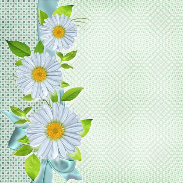 Fondo Agradable Armonioso Tonos Azules Con Una Viñeta Floral Vertical —  Fotos de Stock