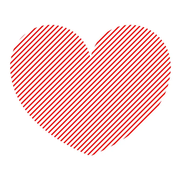 Coração em diagonal faixa vermelha. Sinal de amor, simpatia, celebração do Dia dos Namorados. Amor em forma de coração. Ilustração vetorial sobre fundo branco — Vetor de Stock