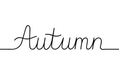 Siyah çizgili kelime Autumn. Beyaz arkaplanda vektör illüstrasyonu