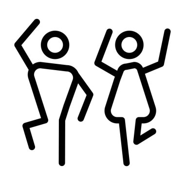 Simge insanlar siyah çizgi, dans. İkon adam ve kadın. Soyut vektör illüstrasyonu