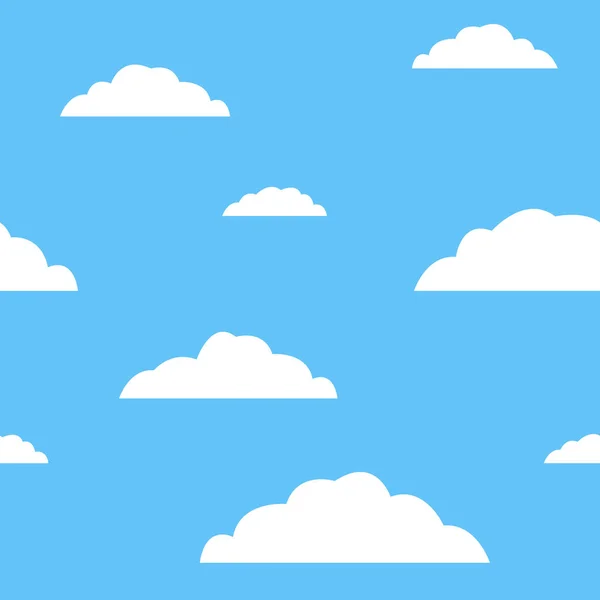 White clouds on blue sky, seamless pattern. Vector cartoon illustration — Stock Vector