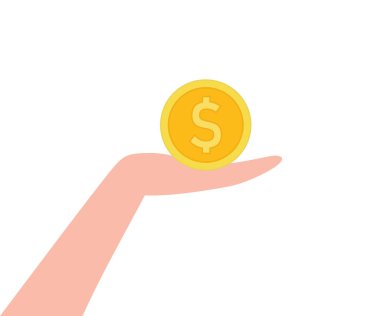 İnsan eli büyük paralar tutuyor. Ödeme, nakit, değer, finans, gelir, takas, fiyat. Vektör illüstrasyonu beyaz arkaplanda izole edildi