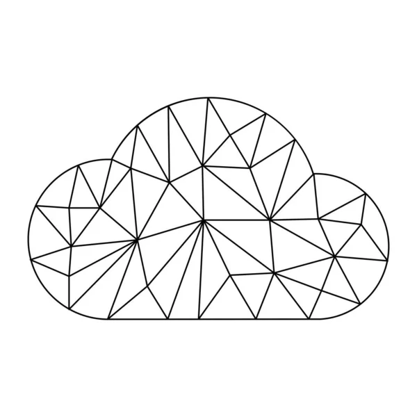 Nuage blanc avec des lignes géométriques noires forme des triangles et des polygones. Communications cloud graphiques, réseau, connexion professionnelle. Illustration vectorielle isolée — Image vectorielle