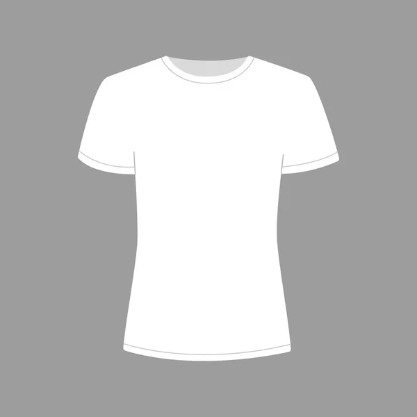 Dames wit t-shirt met korte mouw. Shirt mockup in vooraanzicht. Vector template illustratie op grijze achtergrond — Stockvector