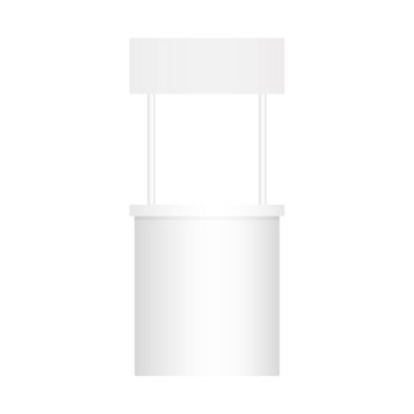 Empty white gradient advertising stand on white background. Vector clipart