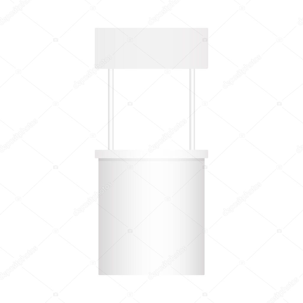 Empty white gradient advertising stand on white background. Vector