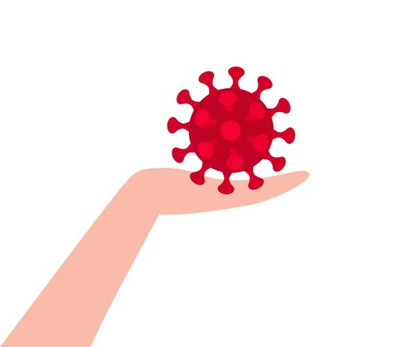 Mano Sostiene Coronavirus Investigación Del Virus Ilustración Vectorial — Vector de stock