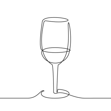 Şarap kadehleri. Sürekli bir çizgi çiziyor. Vektör illüstrasyonu