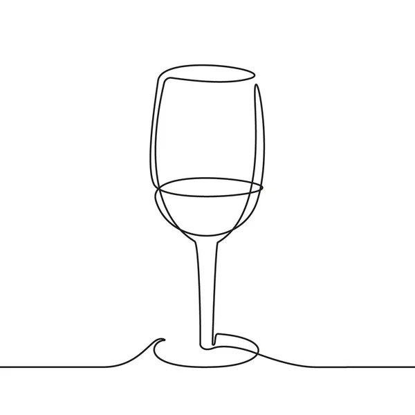 Copo Vinho Desenho Contínuo Uma Linha Ilustração Vetorial — Vetor de Stock