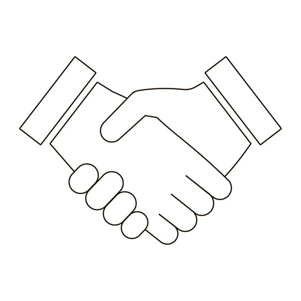 Business handshake icon, contratto, linea art. Firmare un contratto, una partnership, la pace. Vettore — Vettoriale Stock