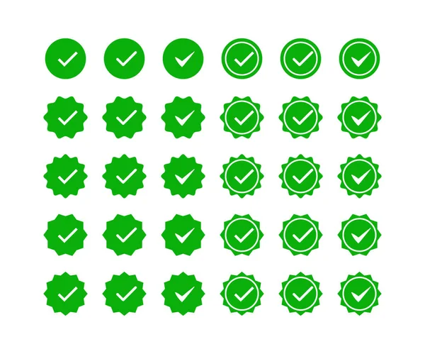 Зеленый Набор Значков Иконки Проверки Профиля Выбор Контроль Проверка Вектор — стоковый вектор