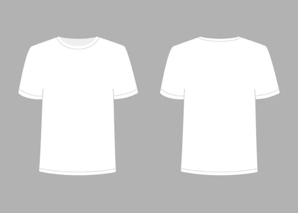 Wit t-shirt voor heren met korte mouw. Shirt model in voor- en achteraanzicht. Vectorsjabloon illustratie — Stockvector