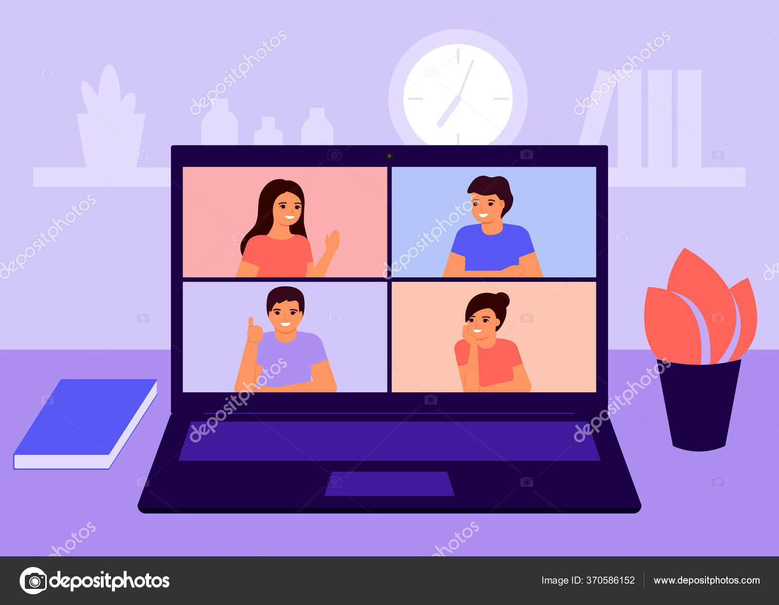 Chat online with friends using laptop Stock Photo free download