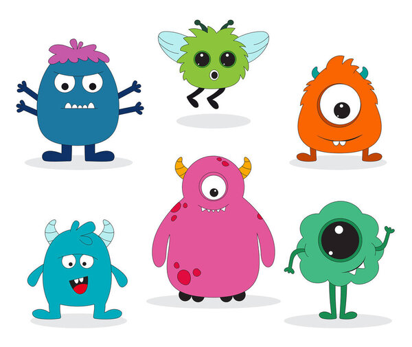 Cartoon color monster's collection,  Vector 