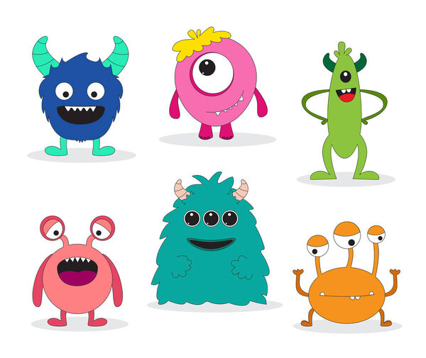 Funny bright monsters drawn hands, Vector