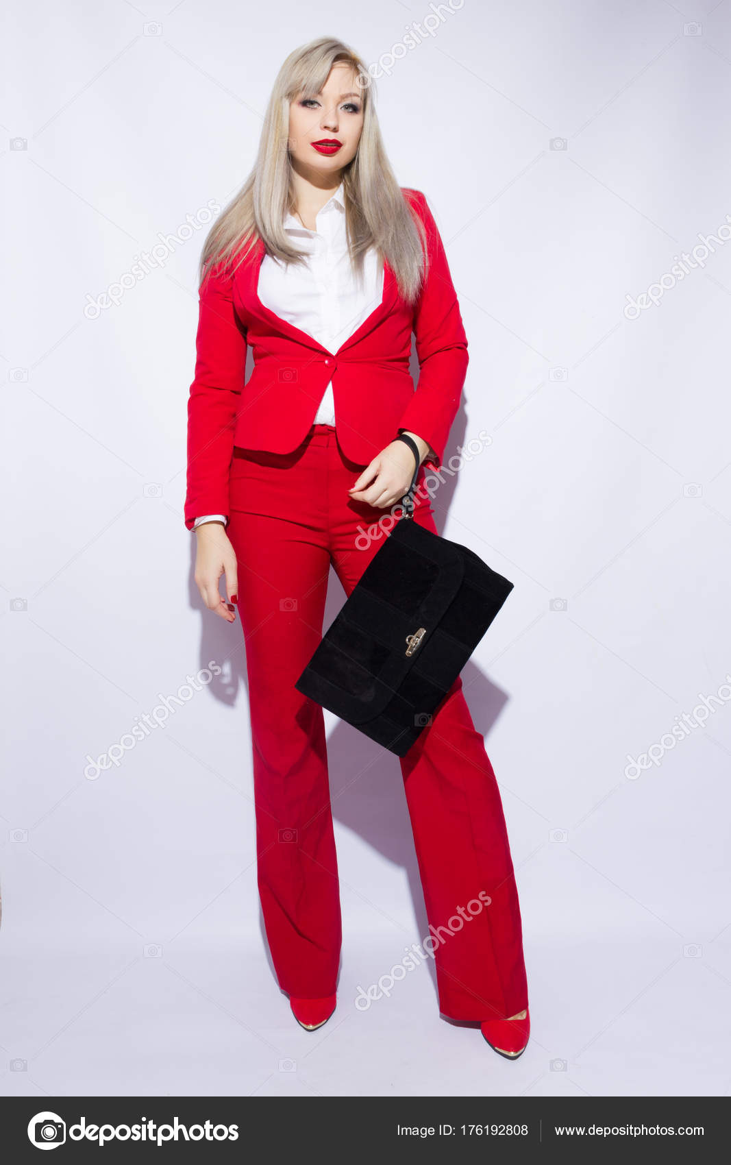 black and red suit girl