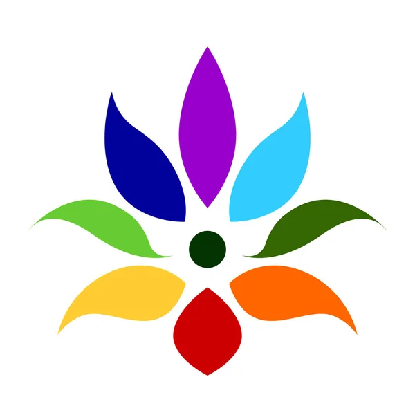 Chakra Farbe Symbol Symbol Logo Zeichen Blume Blumen Vektor Design — Stockvektor