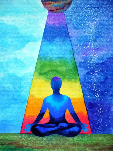 인간 정신의 힘 차크라 (Chakra) 추상 수채화 회화 그림 손 그림 — 스톡 사진