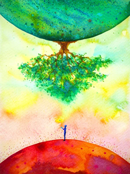 Global warming climate change abstract art spiritual mind human watercolor painting illustration design hand drawing — Stockfoto