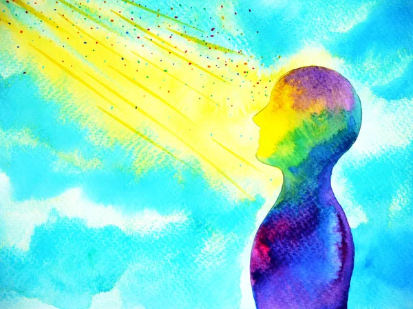 Mind Spiritual Human Head Abstract Art Watercolor Painting Illustration Design — Stock Photo, Image