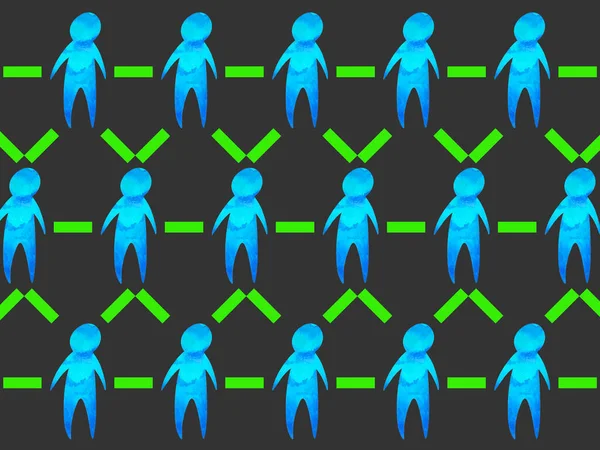 Social Distancing Säkerhet Covid Corona Virus Infographic Illustration Akvarell Målning — Stockfoto