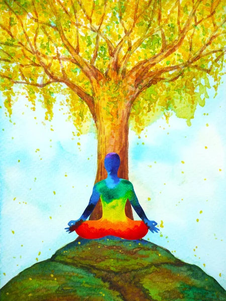 Çakra insan lotusu yoga, soyut zihinsel, suluboya resim tasarımı el çizimi