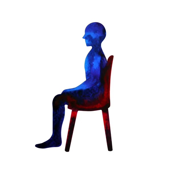 人坐在椅子旁边摆姿势 抽象身体水彩画手绘图解设计 — 图库照片