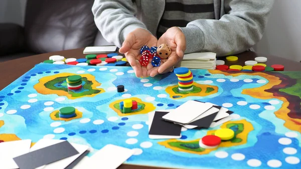 Menschen Freunde Familie Spielen Brettspiel Zusammen Spaß Freizeit Illustration Design — Stockfoto