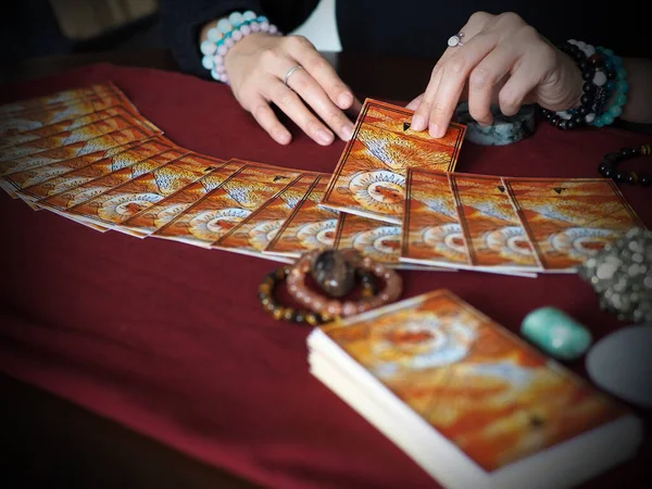 tarot card reading fortune teller astrologer divination selected focus