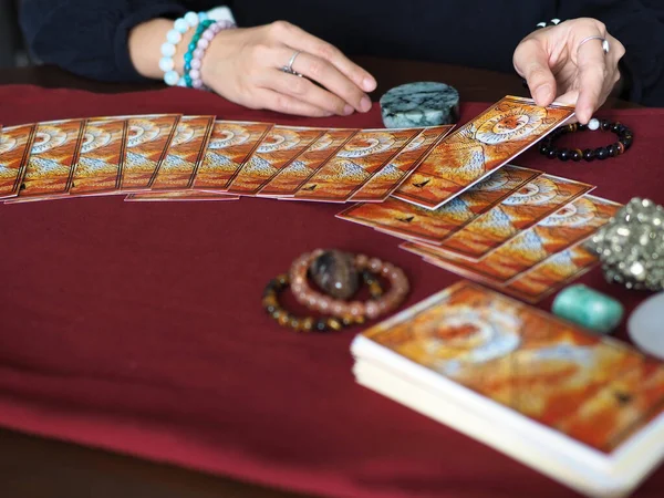 tarot card reading fortune teller astrologer divination selected focus