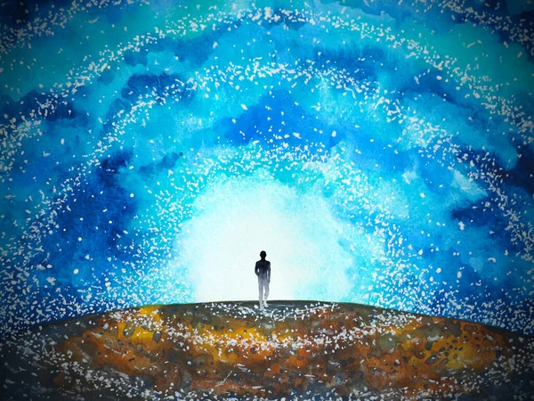 light at the end of the tunnel spiritual mind mental positive thinking watercolor painting illustration design