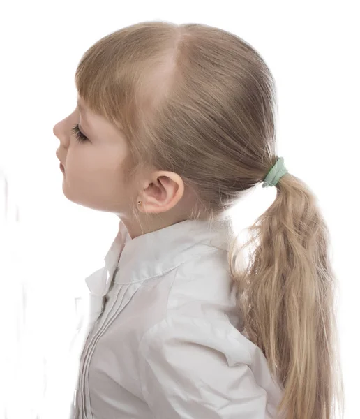 Mignonne Petite Fille Blonde Portant Une Chemise Blanche Photos De Stock Libres De Droits
