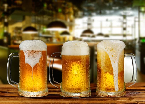 Taza Cristal Cerveza Fría Luz Pub — Foto de Stock