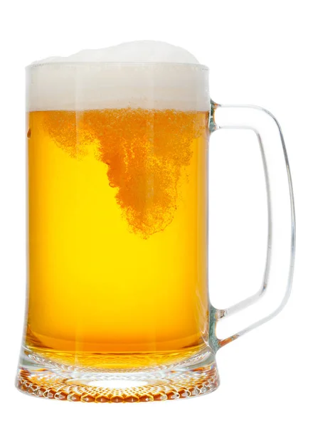 Tazza Fredda Birra Con Schiuma Isolata Sfondo Bianco — Foto Stock