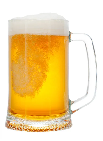 Холодна Чашка Пива Піною Ізольована Білому Тлі — стокове фото