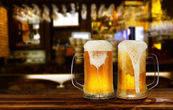 Tasse Verre Bière Froide Légère Dans Pub — Photo