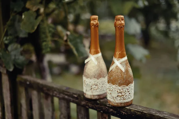 Decorated champagne bottles Royalty Free Stock Photos