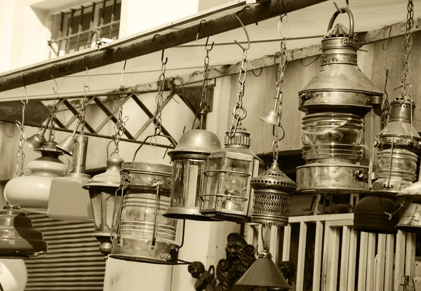 Различные Старинные Лампы Продажи Блошином Рынке Яффо Тель Авив Яфо — стоковое фото